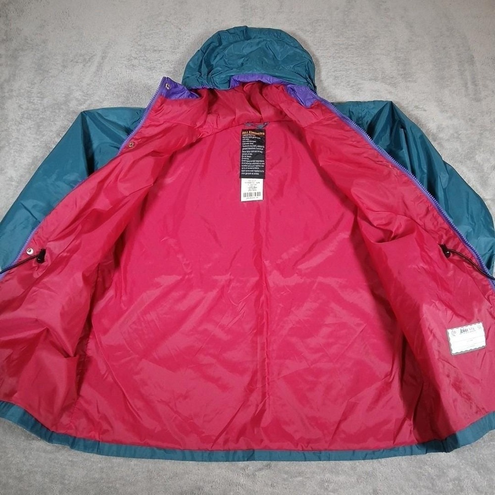 REI Elements Rain Jacket Kids Large 12/14 Teal Parka Outdoor Vintage 90s - Picture 9 of 15